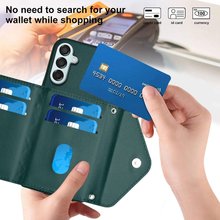 Custodia per telefono RFID con custodia per carte con trama rombica e cordino lungo, For Samsung Galaxy F15 / M15