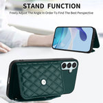 Custodia per telefono RFID con custodia per carte con trama rombica e cordino lungo, For Samsung Galaxy F15 / M15