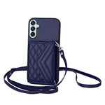 Custodia per telefono RFID con custodia per carte con trama rombica e cordino lungo, For Samsung Galaxy F15 / M15