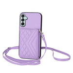 Custodia per telefono RFID con custodia per carte con trama rombica e cordino lungo, For Samsung Galaxy F15 / M15