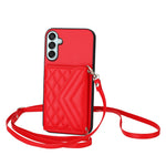 Custodia per telefono RFID con custodia per carte con trama rombica e cordino lungo, For Samsung Galaxy F15 / M15