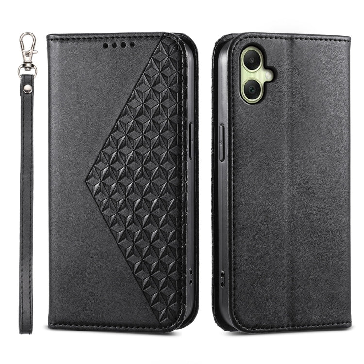 Custodia magnetica per telefono in pelle di vitello con griglia cubica, For Samsung Galaxy A06 4G / 5G / A07 4G, For Samsung Galaxy M35