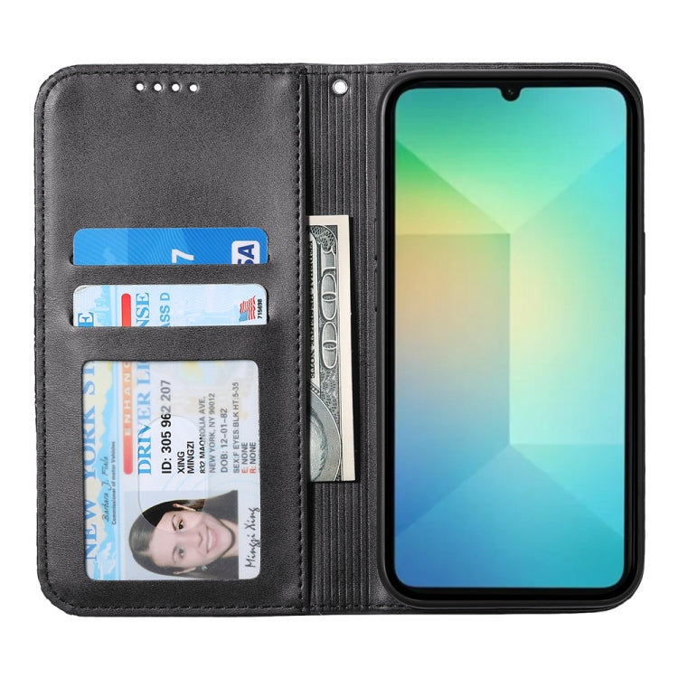 Custodia magnetica per telefono in pelle di vitello con griglia cubica, For Samsung Galaxy A06 4G / 5G / A07 4G, For Samsung Galaxy M35