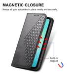 Custodia magnetica per telefono in pelle di vitello con griglia cubica, For Samsung Galaxy A06 4G / 5G / A07 4G, For Samsung Galaxy M35