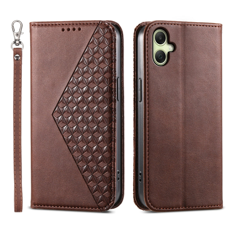 Custodia magnetica per telefono in pelle di vitello con griglia cubica, For Samsung Galaxy A06 4G / 5G / A07 4G, For Samsung Galaxy M35