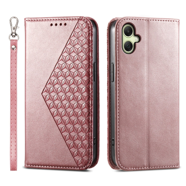 Custodia magnetica per telefono in pelle di vitello con griglia cubica, For Samsung Galaxy A06 4G / 5G / A07 4G, For Samsung Galaxy M35