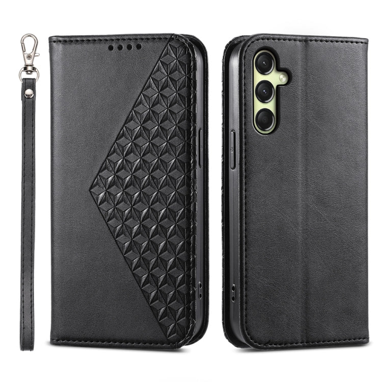 Custodia magnetica per telefono in pelle di vitello con griglia cubica, For Samsung Galaxy A57 5G, For Samsung Galaxy A37 5G, For Galaxy A27 5G, For Samsung Galaxy A26 5G / A16 / A17 4G