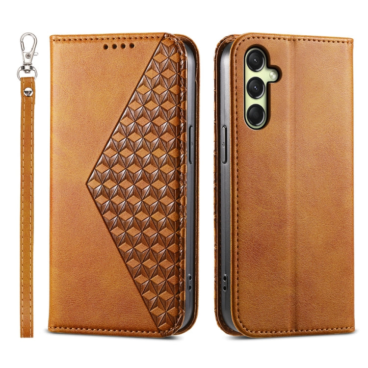 Custodia magnetica per telefono in pelle di vitello con griglia cubica, For Samsung Galaxy A57 5G, For Samsung Galaxy A37 5G, For Galaxy A27 5G, For Samsung Galaxy A26 5G / A16 / A17 4G