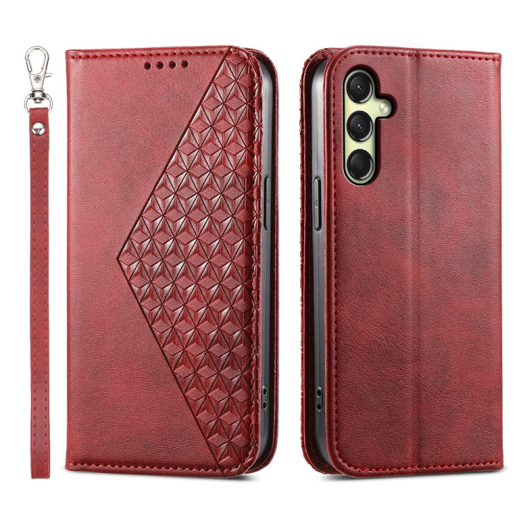 Custodia magnetica per telefono in pelle di vitello con griglia cubica, For Samsung Galaxy A57 5G, For Samsung Galaxy A37 5G, For Galaxy A27 5G, For Samsung Galaxy A26 5G / A16 / A17 4G