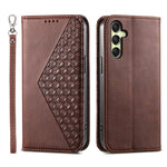 Custodia magnetica per telefono in pelle di vitello con griglia cubica, For Samsung Galaxy A57 5G, For Samsung Galaxy A37 5G, For Galaxy A27 5G, For Samsung Galaxy A26 5G / A16 / A17 4G