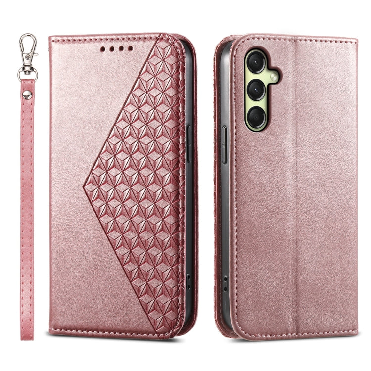 Custodia magnetica per telefono in pelle di vitello con griglia cubica, For Samsung Galaxy A57 5G, For Samsung Galaxy A37 5G, For Galaxy A27 5G, For Samsung Galaxy A26 5G / A16 / A17 4G