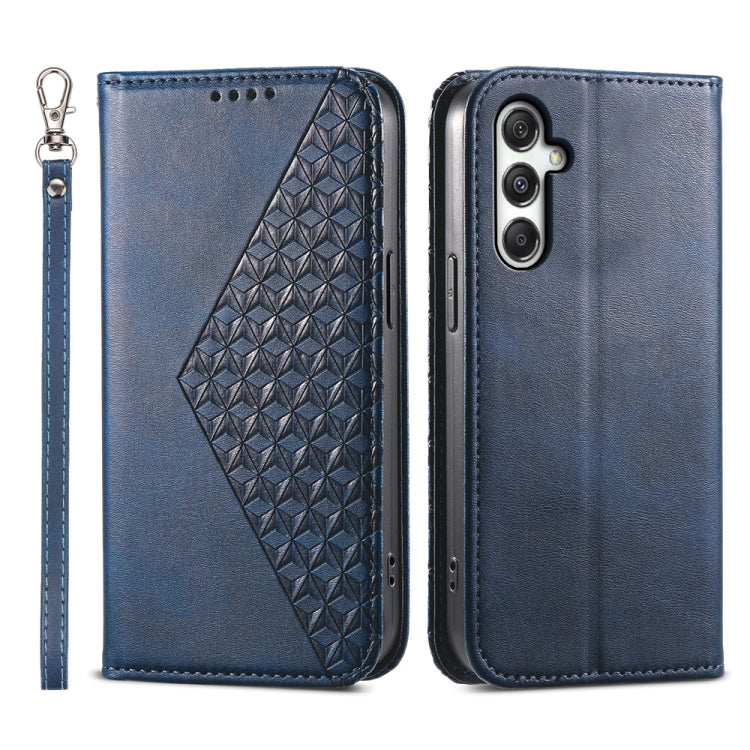 Custodia magnetica per telefono in pelle di vitello con griglia cubica, For Samsung Galaxy A06 4G / 5G / A07 4G, For Samsung Galaxy M35