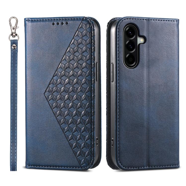 Custodia magnetica per telefono in pelle di vitello con griglia cubica, For Samsung Galaxy A57 5G, For Samsung Galaxy A37 5G, For Galaxy A27 5G, For Samsung Galaxy A26 5G / A16 / A17 4G