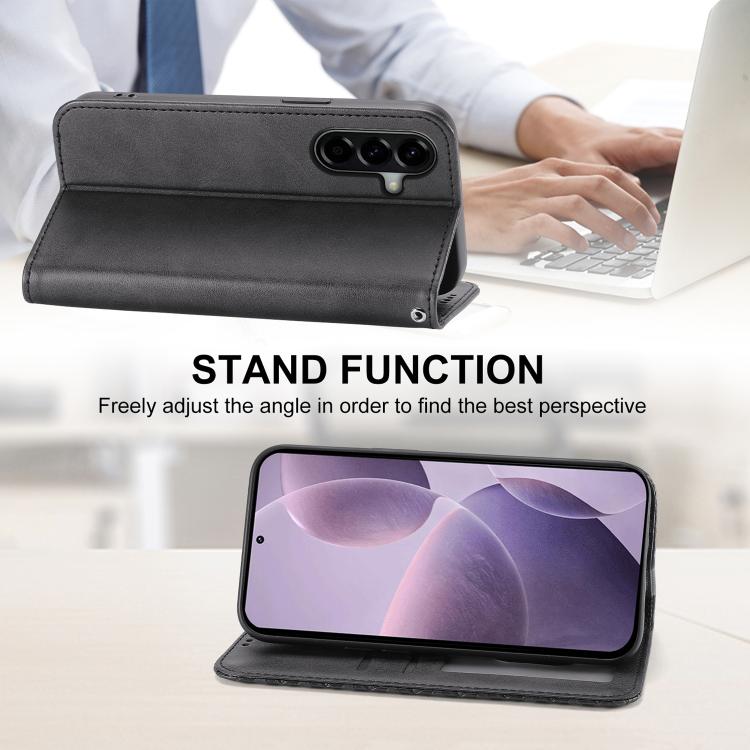 Custodia magnetica per telefono in pelle di vitello con griglia cubica, For Samsung Galaxy A57 5G, For Samsung Galaxy A37 5G, For Galaxy A27 5G, For Samsung Galaxy A26 5G / A16 / A17 4G