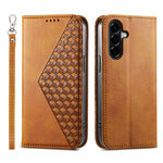 Custodia magnetica per telefono in pelle di vitello con griglia cubica, For Samsung Galaxy A57 5G, For Samsung Galaxy A37 5G, For Galaxy A27 5G, For Samsung Galaxy A26 5G / A16 / A17 4G