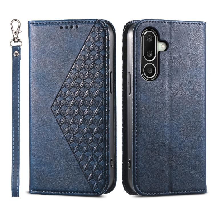 Custodia magnetica per telefono in pelle di vitello con griglia cubica, For Samsung Galaxy A57 5G, For Samsung Galaxy A37 5G, For Galaxy A27 5G, For Samsung Galaxy A26 5G / A16 / A17 4G