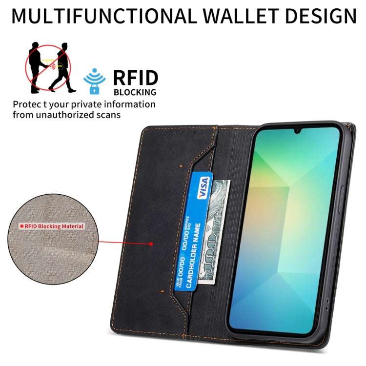 Custodia per telefono in pelle magnetica RFID a tinta unita per aziende, For Samsung Galaxy A06 4G / 5G / A07 4G, For Samsung Galaxy M35