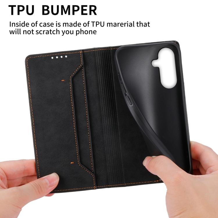 Custodia per telefono in pelle magnetica RFID a tinta unita per aziende, For Samsung Galaxy A57 5G, For Samsung Galaxy A37 5G, For Galaxy A27 5G, For Samsung Galaxy A26 5G / A16 / A17 4G