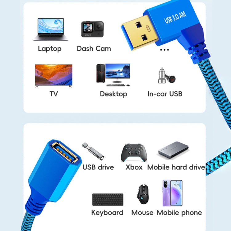 Cavo di prolunga a gomito laterale USB 3.0 femmina a USB 3.0 maschio per disco USB, mouse/tastiera/stampante, 1m