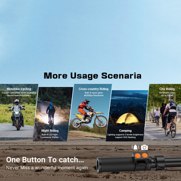 Telecamera ciclismo 4K con schermo 2" IPS e luce LED