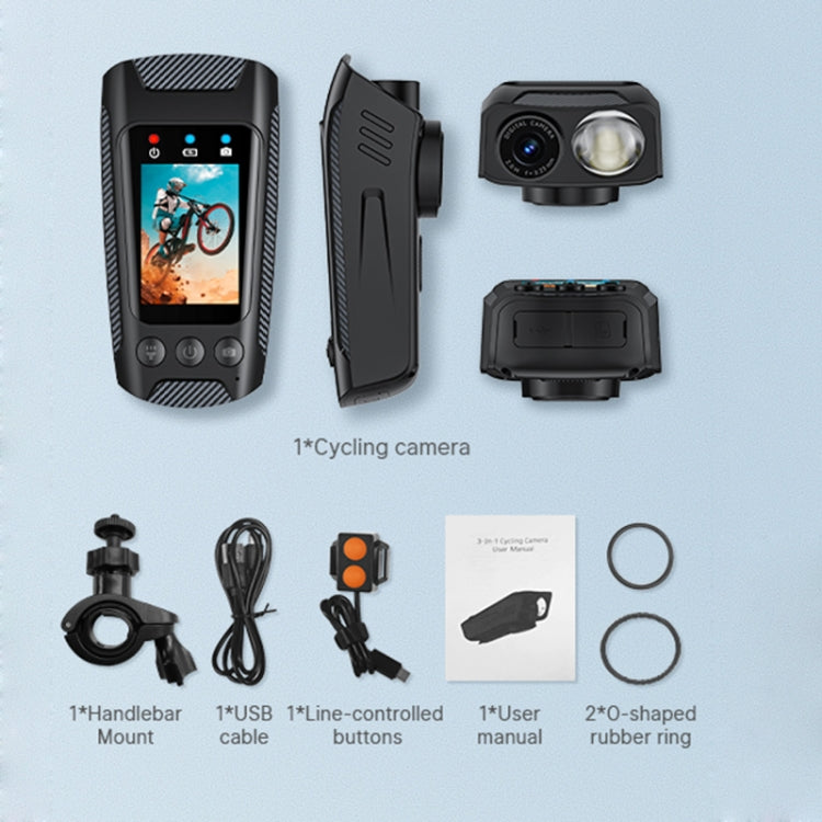 C3 Pro 2 pollici IPS schermo a colori IPX5 impermeabile registrazione video illuminazione telecamera per ciclismo