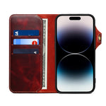 Custodia in vera pelle con bottone magnetico per iPhone 16