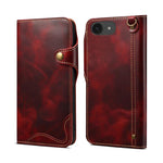 Custodia in vera pelle con bottone magnetico per iPhone