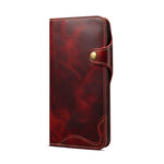 Custodia in vera pelle con bottone magnetico per iPhone