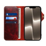 Custodia in vera pelle con bottone magnetico per iPhone