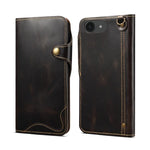 Custodia in vera pelle con bottone magnetico per iPhone