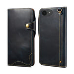 Custodia in vera pelle con bottone magnetico per iPhone