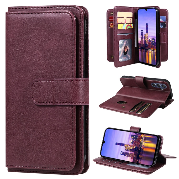 Portafoglio multifunzione con 10 scomparti per carte e custodia in pelle per telefono, For Galaxy A27 5G, For Samsung Galaxy A16 5G, For Samsung Galaxy A06 4G