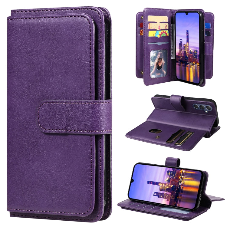 Portafoglio multifunzione con 10 scomparti per carte e custodia in pelle per telefono, For Galaxy A27 5G, For Samsung Galaxy A16 5G, For Samsung Galaxy A06 4G