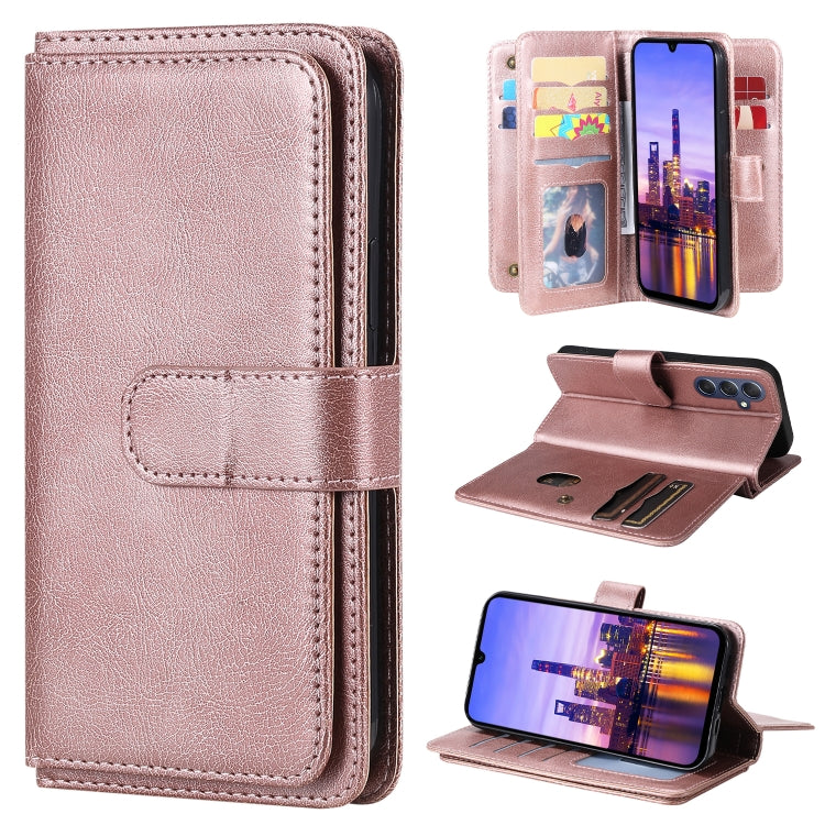 Portafoglio multifunzione con 10 scomparti per carte e custodia in pelle per telefono, For Galaxy A27 5G, For Samsung Galaxy A16 5G, For Samsung Galaxy A06 4G