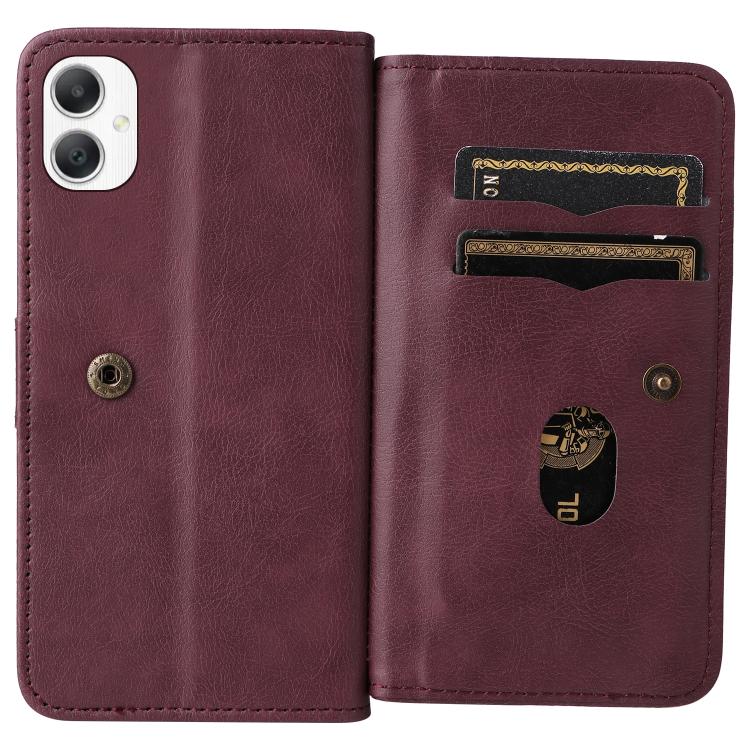 Portafoglio multifunzione con 10 scomparti per carte e custodia in pelle per telefono, For Galaxy A27 5G, For Samsung Galaxy A16 5G, For Samsung Galaxy A06 4G