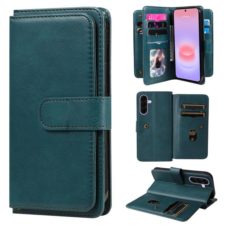Portafoglio multifunzione con 10 scomparti per carte e custodia in pelle per telefono, For Galaxy A27 5G, For Samsung Galaxy A16 5G, For Samsung Galaxy A06 4G