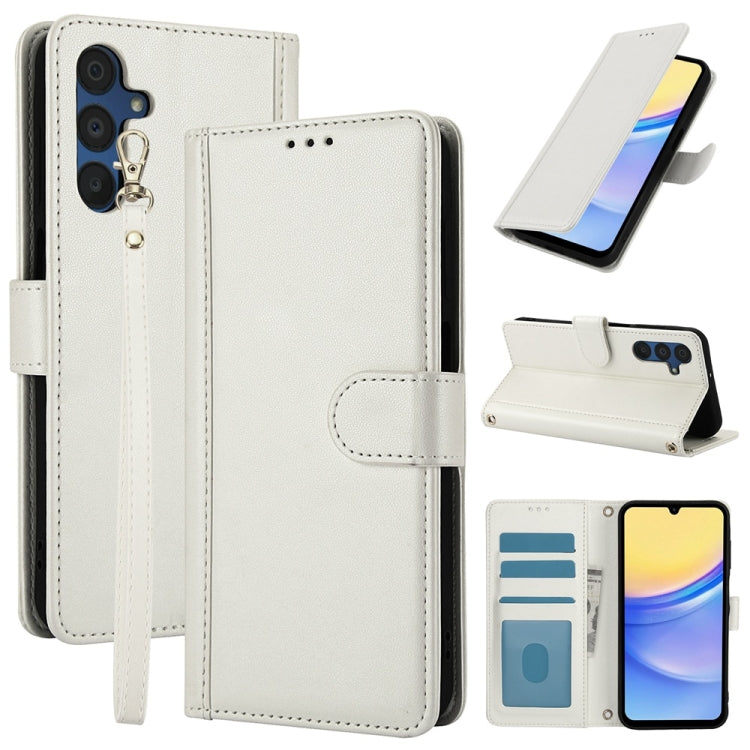 Custodia per telefono in pelle con slot per carte di credito Skin Feel Pure Color e doppio cordino, For Samsung Galaxy A55 5G, For Samsung Galaxy A35 5G, For Samsung Galaxy A05, For Samsung Galaxy A05s