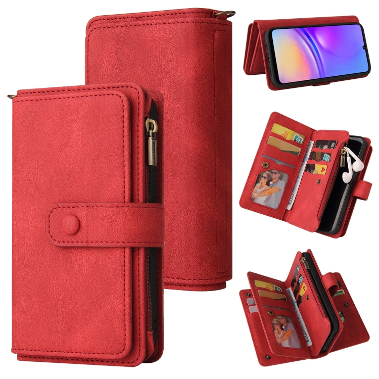 Portafoglio in pelle con cerniera e slot per schede multiple Skin Feel per telefono, For Galaxy A27 5G, For Samsung Galaxy A16 5G, For Samsung Galaxy A06 4G