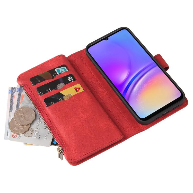 Portafoglio in pelle con cerniera e slot per schede multiple Skin Feel per telefono, For Galaxy A27 5G, For Samsung Galaxy A16 5G, For Samsung Galaxy A06 4G