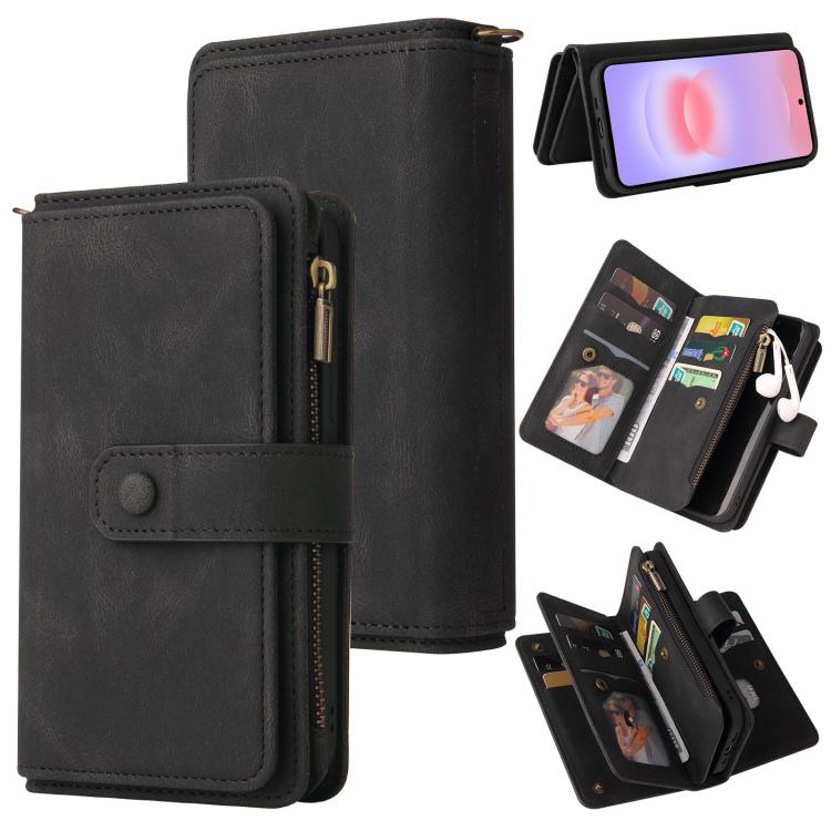 Portafoglio in pelle con cerniera e slot per schede multiple Skin Feel per telefono, For Galaxy A27 5G, For Samsung Galaxy A16 5G, For Samsung Galaxy A06 4G