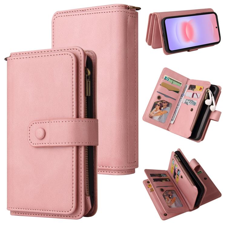 Portafoglio in pelle con cerniera e slot per schede multiple Skin Feel per telefono, For Galaxy A27 5G, For Samsung Galaxy A16 5G, For Samsung Galaxy A06 4G