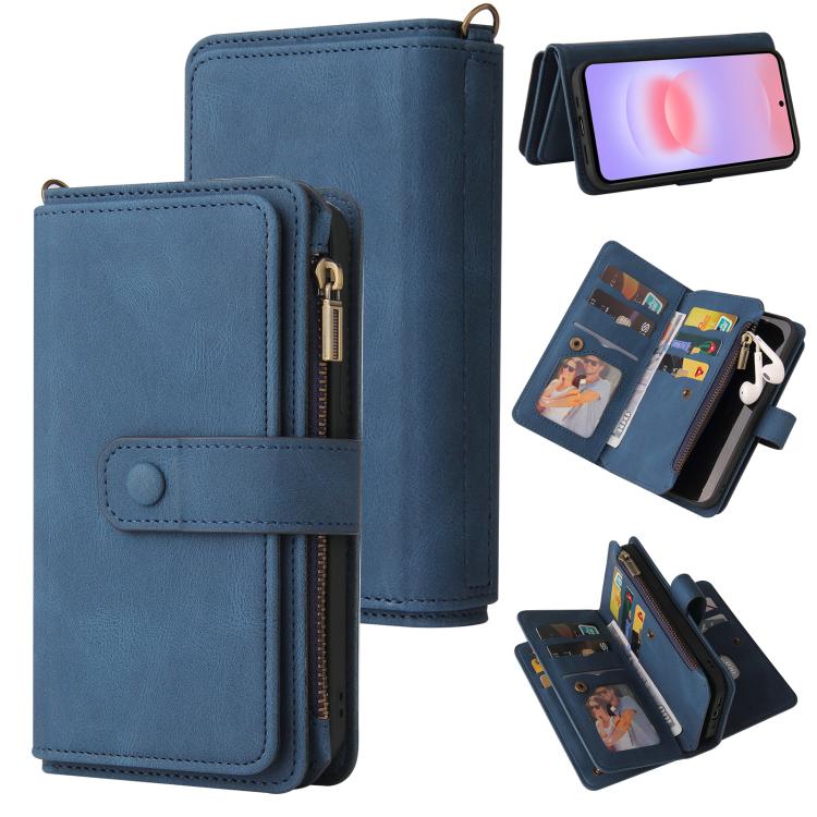 Portafoglio in pelle con cerniera e slot per schede multiple Skin Feel per telefono, For Galaxy A27 5G, For Samsung Galaxy A16 5G, For Samsung Galaxy A06 4G