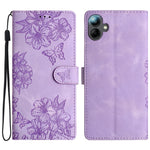 Custodia per telefono in PU goffrato con effetto pelle di farfalla e motivo a fiori di ciliegio, For Samsung Galaxy A17 5G, For Samsung Galaxy A16 5G, For Samsung Galaxy A06 4G