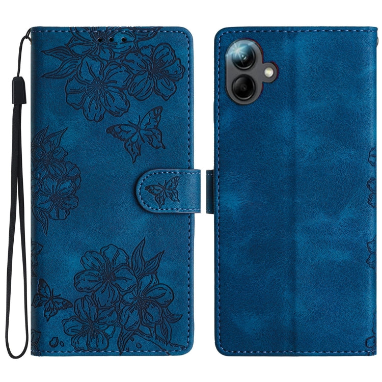Custodia per telefono in PU goffrato con effetto pelle di farfalla e motivo a fiori di ciliegio, For Samsung Galaxy A17 5G, For Samsung Galaxy A16 5G, For Samsung Galaxy A06 4G