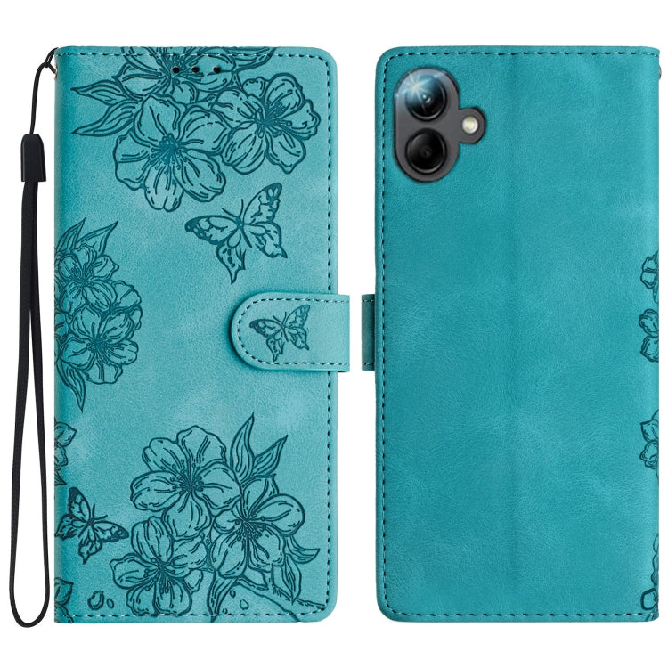 Custodia per telefono in PU goffrato con effetto pelle di farfalla e motivo a fiori di ciliegio, For Samsung Galaxy A17 5G, For Samsung Galaxy A16 5G, For Samsung Galaxy A06 4G