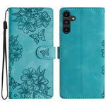 Custodia per telefono in PU goffrato con effetto pelle di farfalla e motivo a fiori di ciliegio, For Samsung Galaxy A17 5G, For Samsung Galaxy A16 5G, For Samsung Galaxy A06 4G