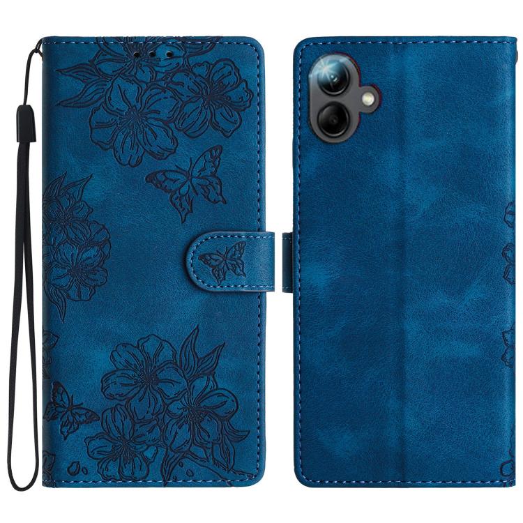 Custodia per telefono in PU goffrato con effetto pelle di farfalla e motivo a fiori di ciliegio, For Samsung Galaxy A57 5G, For Samsung Galaxy A37 5G, For Samsung Galaxy A07 5G