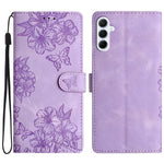 Custodia per telefono in PU goffrato con effetto pelle di farfalla e motivo a fiori di ciliegio, For Samsung Galaxy A57 5G, For Samsung Galaxy A37 5G, For Samsung Galaxy A07 5G