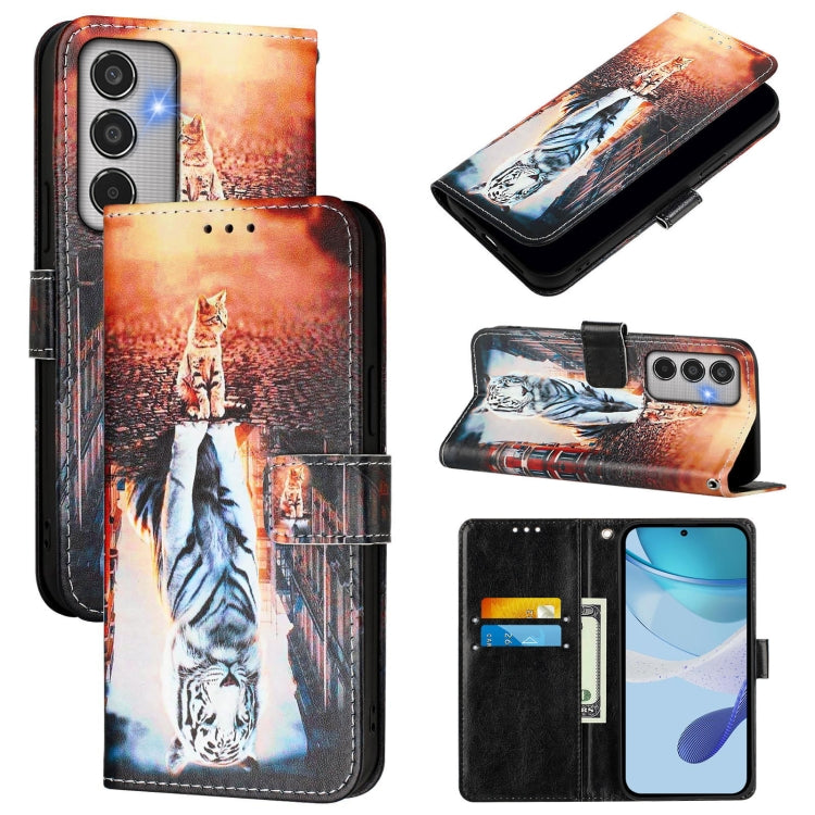 Custodia per telefono in pelle con motivo a trama semplice e disegno colorato, For Samsung Galaxy M56 5G, For Samsung Galaxy M35, For Samsung Galaxy XCover7 Pro