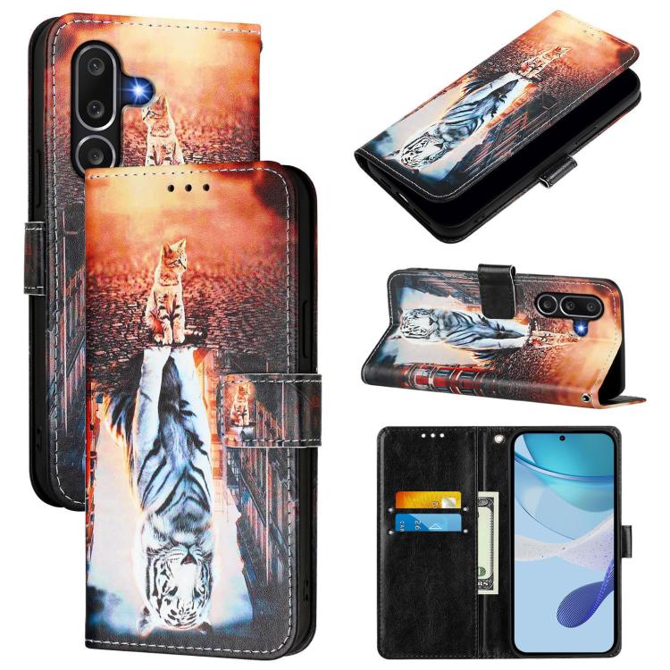 Custodia per telefono in pelle con motivo a trama semplice e disegno colorato, For Samsung Galaxy M56 5G, For Samsung Galaxy M35, For Samsung Galaxy XCover7 Pro